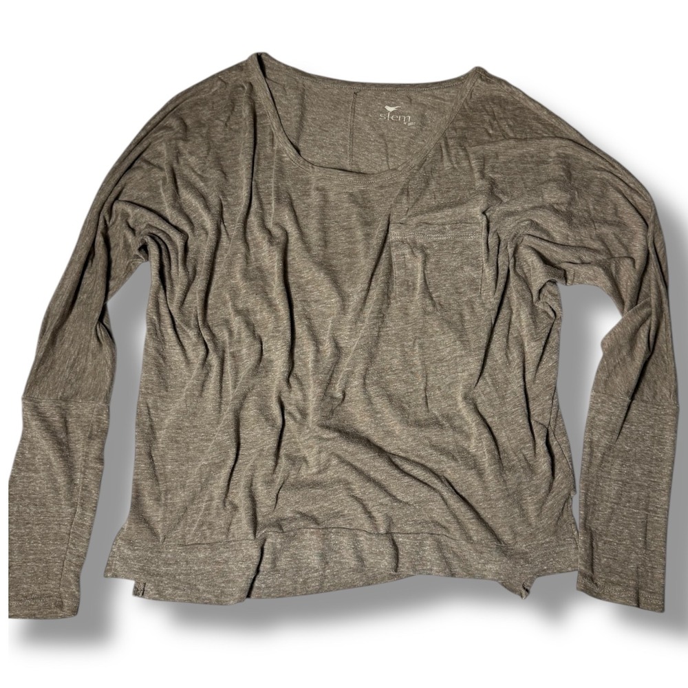 Stem Long Sleeve Top Knit Pocket Casual Comfy Everyday Tee Shirt Sz M organic